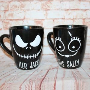 Nightmare Before Christmas Jack and Sally Mug Set
